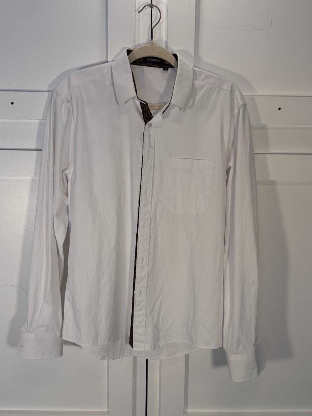 HISDERN White Button Down Shirt M